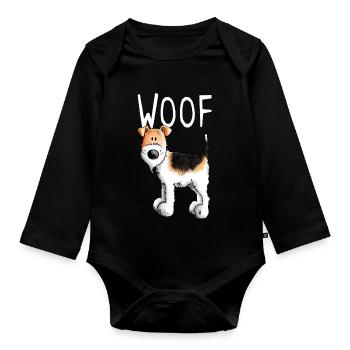 Woof Foxterrier - Foxterrier Drahthaar - Hund - Baby Bio-Langarm-Body - Schwarz - Vorne