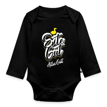 Ente Gut Alles Gut - Lustiger Spruch - Witzig - Baby Bio-Langarm-Body - Schwarz - Vorne