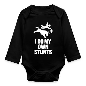 Lustige Rodeo Reiter, I do my own stunts, Cowboy - Baby Bio-Langarm-Body - Schwarz - Vorne