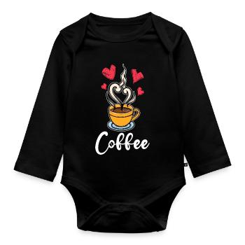 Caffeine Coffee Drinking Coffee Drinker Saying - Organic Longsleeve Baby Bodysuit - black - Front