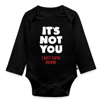 I hate people (dark) - Organic Longsleeve Baby Bodysuit - black - Front