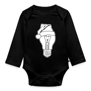 Lampe mit Weihnachtshut - Baby Bio-Langarm-Body - Schwarz - Vorne