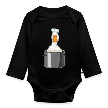 Cuisinier canard Cuit Cuisson de la marmite - Body Bébé bio manches longues - noir - Devant