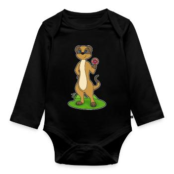 Meerkat Donut - Organic Longsleeve Baby Bodysuit - black - Front