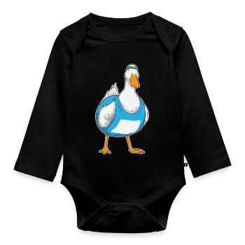 Canard Jogger Jogging Sport - Body Bébé bio manches longues - noir - Devant