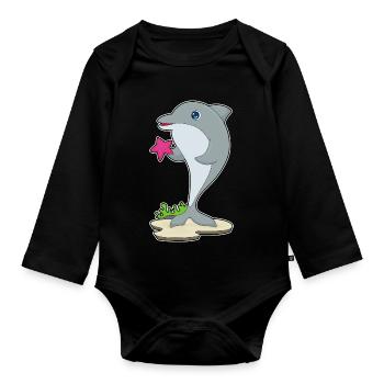 Dolphin Starfish - Organic Longsleeve Baby Bodysuit - black - Front
