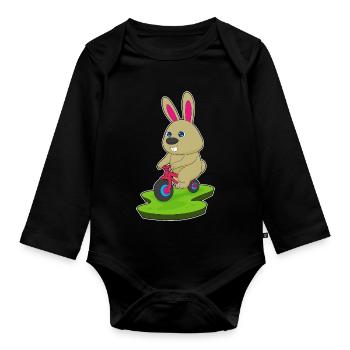 Rabbit Bicycle - Organic Longsleeve Baby Bodysuit - black - Front