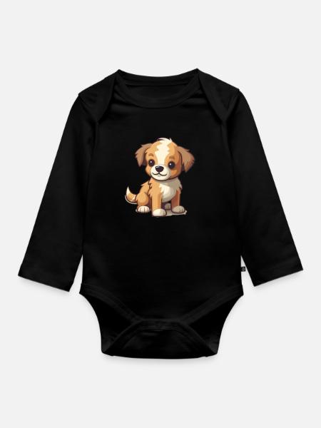Süßer Hund - Baby Bio-Langarm-Body - Schwarz