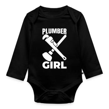 Plumber - Organic Longsleeve Baby Bodysuit - black - Front