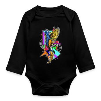 bird, pet, tropical, jungle, animal, parrot - Organic Longsleeve Baby Bodysuit - black - Front