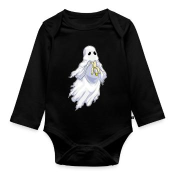 Geist Halloween Banane - Baby Bio-Langarm-Body - Schwarz - Vorne