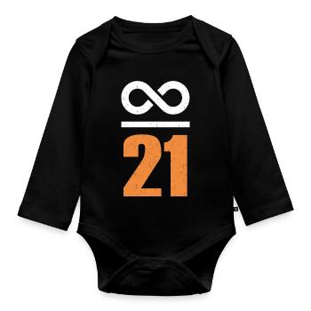 Unendlich durch 21 Millionen Bitcoin Grunge - Baby Bio-Langarm-Body - Schwarz - Vorne