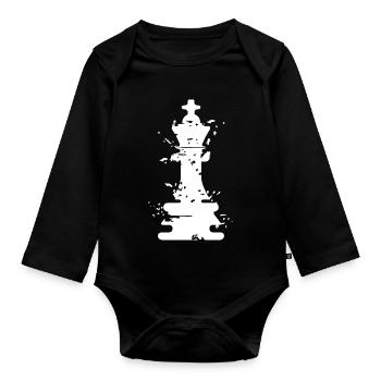 Chess King Art Illustration Symbol Chess Set - Organic Longsleeve Baby Bodysuit - black - Front
