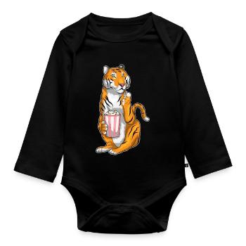 Maïs soufflé Tiger - Body Bébé bio manches longues - noir - Devant