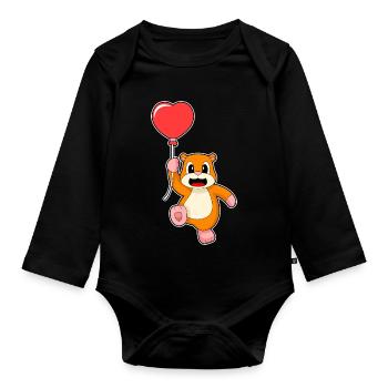 Hamster Balloon - Organic Longsleeve Baby Bodysuit - black - Front