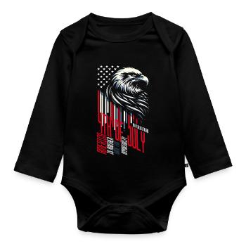 4TH OF JULY AMERICA IS ANOTHER NAME OF OPPORTUNITY - Organic Longsleeve Baby Bodysuit - black - Front