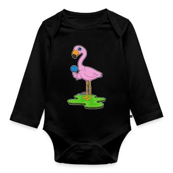 Sucette de flamant rose - Body Bébé bio manches longues - noir - Devant