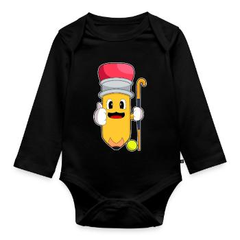 Crayon de hockey sur gazon Stick - Body Bébé bio manches longues - noir - Devant