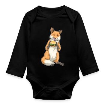Fox Cheeseburger - Organic Longsleeve Baby Bodysuit - black - Front