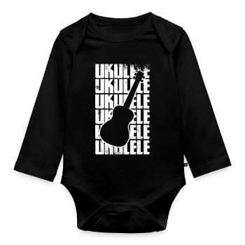 Lustige Ukulele - Baby Bio-Langarm-Body - Schwarz - Vorne