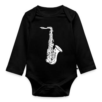 Croquis de saxophone - Body Bébé bio manches longues - noir - Devant