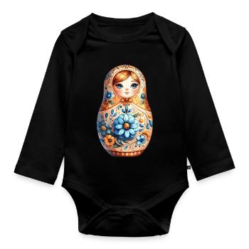 Matryoshka Noble Gift - Organic Longsleeve Baby Bodysuit - black - Front