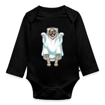 Carlin Halloween Fantôme - Body Bébé bio manches longues - noir - Devant