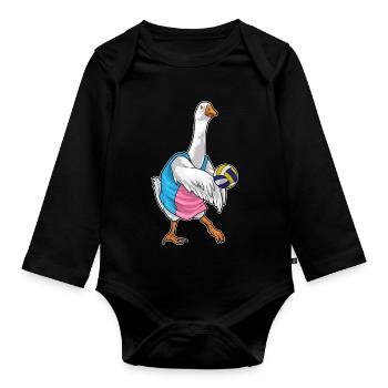 Duck Volleyball Player Volleyball - Organic Longsleeve Baby Bodysuit - black - Front