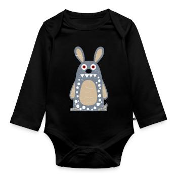 Crazy Rabbit - Baby Bio-Langarm-Body - Schwarz - Vorne