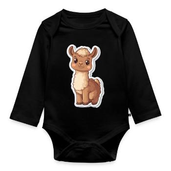 Llama Alpaca Llama Animal Gift - Organic Longsleeve Baby Bodysuit - black - Front