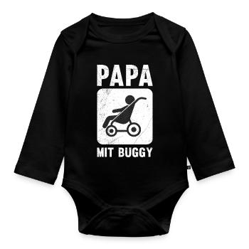 Futur papa PAPA AVEC UNE POULET Drôle - Body Bébé bio manches longues - noir - Devant