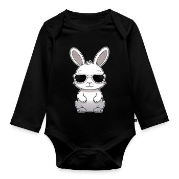 Cooler Hase mit Sonnenbrille - Baby Bio-Langarm-Body - Schwarz - Vorne