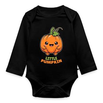 Petite citrouille - Douce citrouille bébé Halloween - Body Bébé bio manches longues - noir - Devant