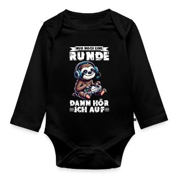 Just one more round then I'll stop sloth - Organic Longsleeve Baby Bodysuit - black - Front