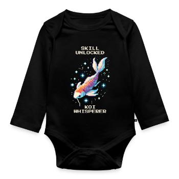 Skill freigeschaltet: Koi-Flüsterer | Koi Teich - Baby Bio-Langarm-Body - Schwarz - Vorne