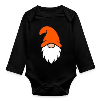 Orange Hat Garden Gnome - Organic Longsleeve Baby Bodysuit - black - Front
