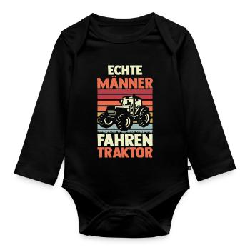 Tractor Farmer Farmer Tractor Driver Tractor - Organic Longsleeve Baby Bodysuit - black - Front