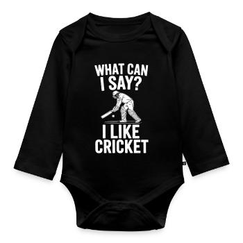 Drôle de cricket : Jeu de cricket vintage - Body Bébé bio manches longues - noir - Devant