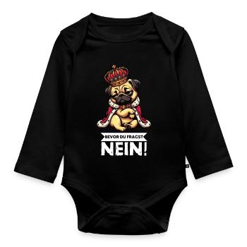 Bevor Du Fragst Mops Möpse Mopsbesitzer Mopshalter - Baby Bio-Langarm-Body - Schwarz - Vorne