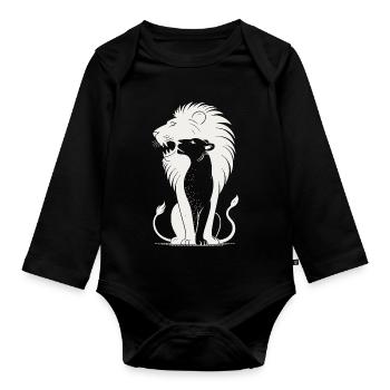 Silhouette du Lion Royal - Body Bébé bio manches longues - noir - Devant
