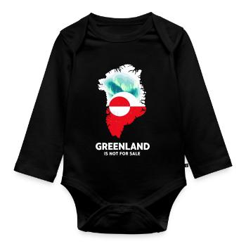 Flagge Grönland Weihnachten Geschenk Arktis - Baby Bio-Langarm-Body - Schwarz - Vorne