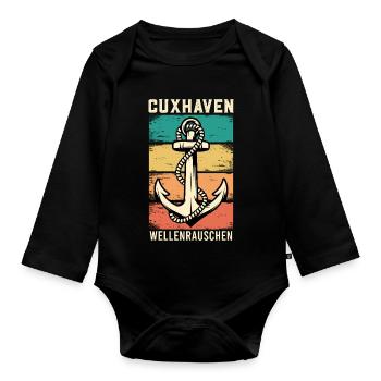 North Sea Holiday CUXHAVEN WAVE NOISE Funny - Organic Longsleeve Baby Bodysuit - black - Front