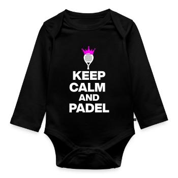 RESTEZ CALMES ET PADELEZ ! ÉCLATEZ LE PADEL FANS ET LE SPORT - Body Bébé bio manches longues - noir - Devant