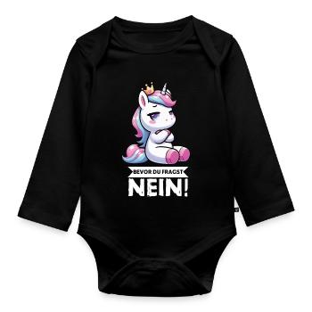 Avant que vous ne demandiez, pas de licorne licornes fan de licorne - Body Bébé bio manches longues - noir - Devant