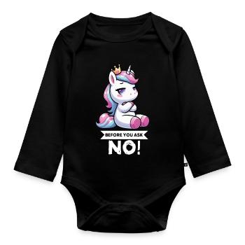Avant que vous ne demandiez, pas de licorne licorne fan de licorne - Body Bébé bio manches longues - noir - Devant