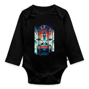 T-shirt Retour vers le futur rétro années 80 - Body Bébé bio manches longues - noir - Devant