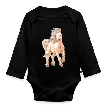 Cheval Poney - Body Bébé bio manches longues - noir - Devant
