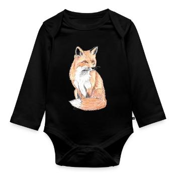 Kleiner Waldfuchs - ein sanfter Begleiter - Baby Bio-Langarm-Body - Schwarz - Vorne