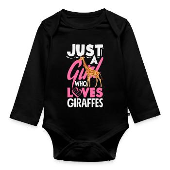 Juste une fille qui aime les girafes - Body Bébé bio manches longues - noir - Devant