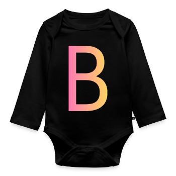 b - Organic Longsleeve Baby Bodysuit - black - Front